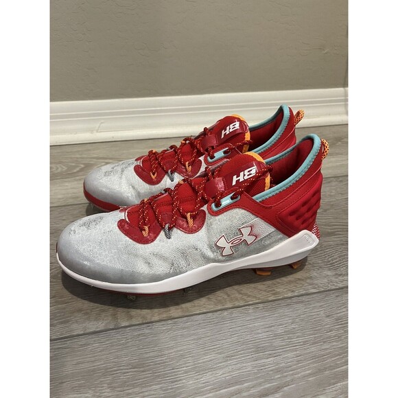 Bryce Harper Under Armour Low ST Baseball Cleats UA 8 Red White Men's Size 12 - Picture 3 of 7